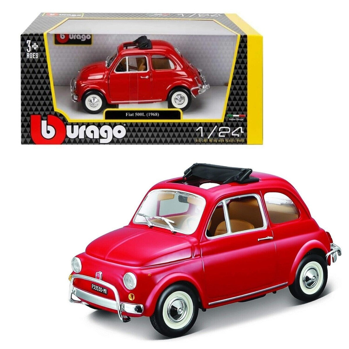 Fiat 500L red 1968 Burago