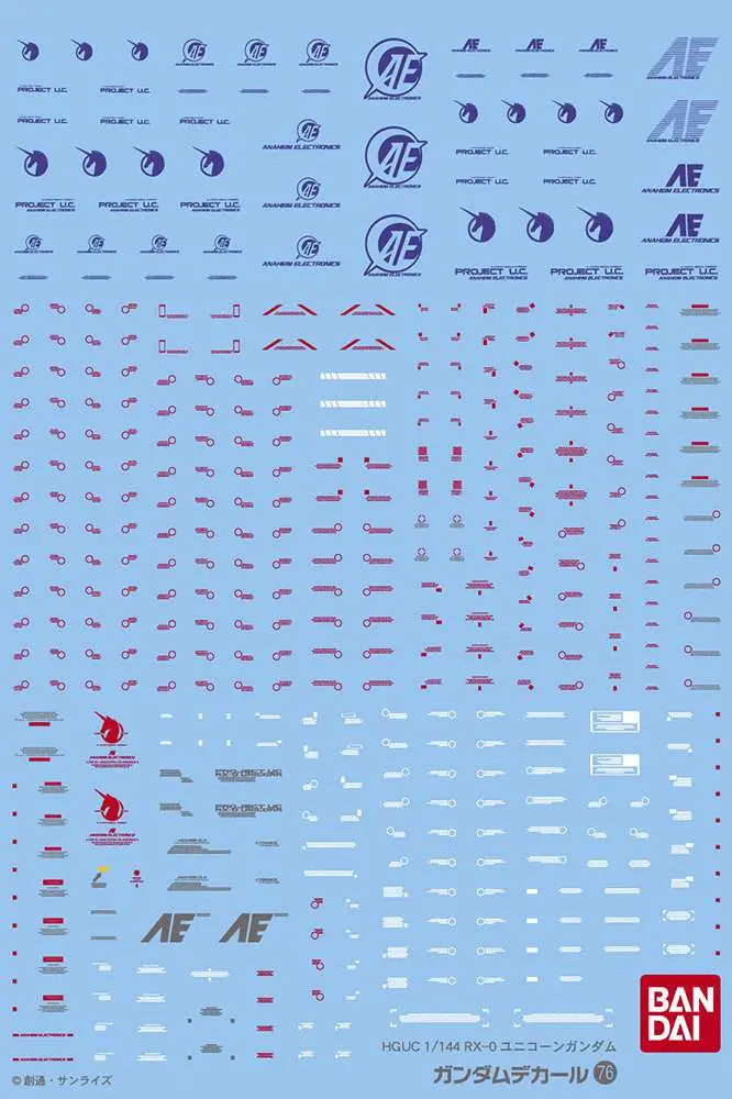 Gundam Decal HGUC for Unicorn Gundam