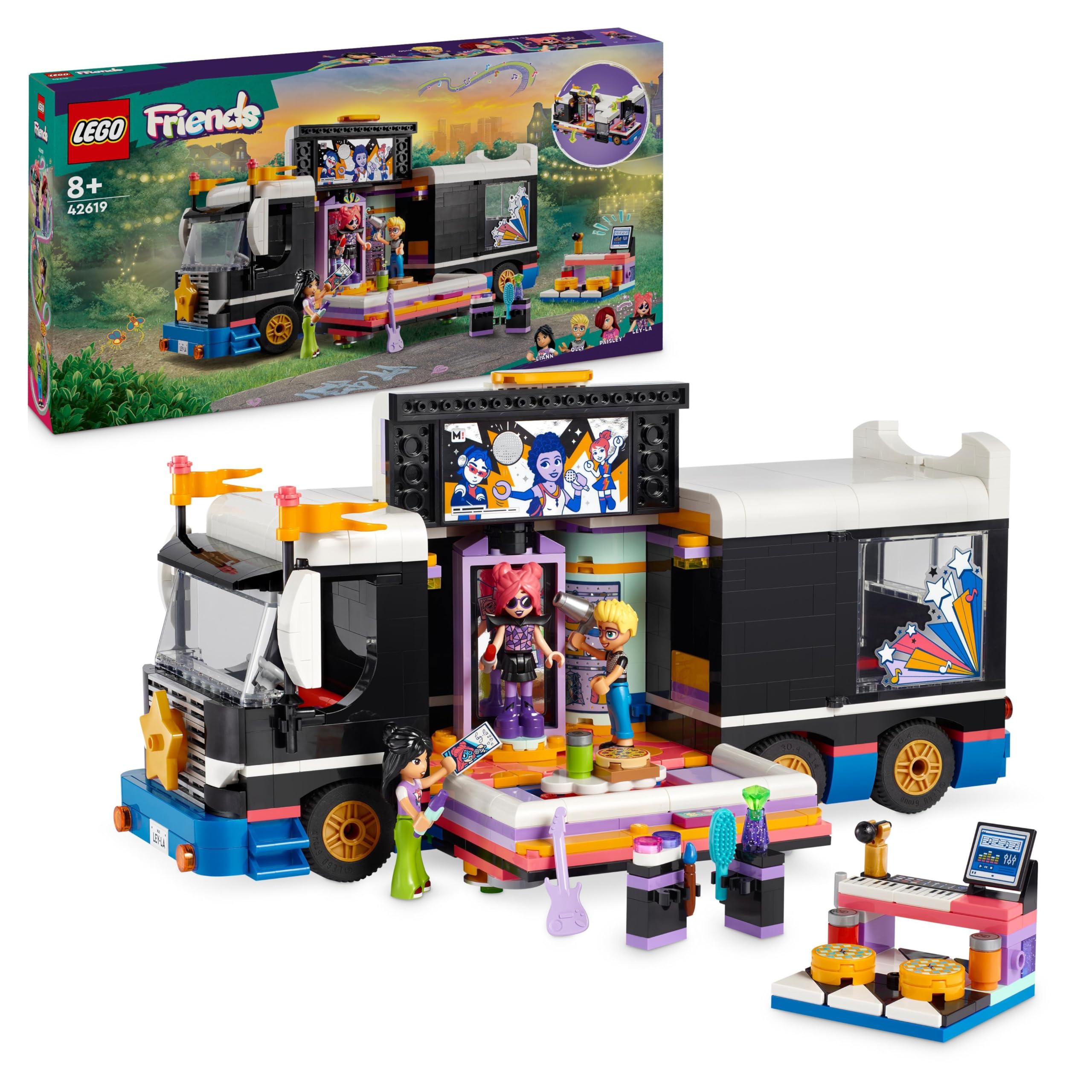 LEGO Friends 42619 Tour Bus delle Pop Star