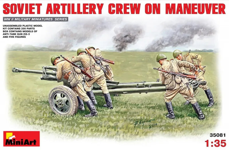 Soviet Artillery Crew on Maneuver with 5 figures