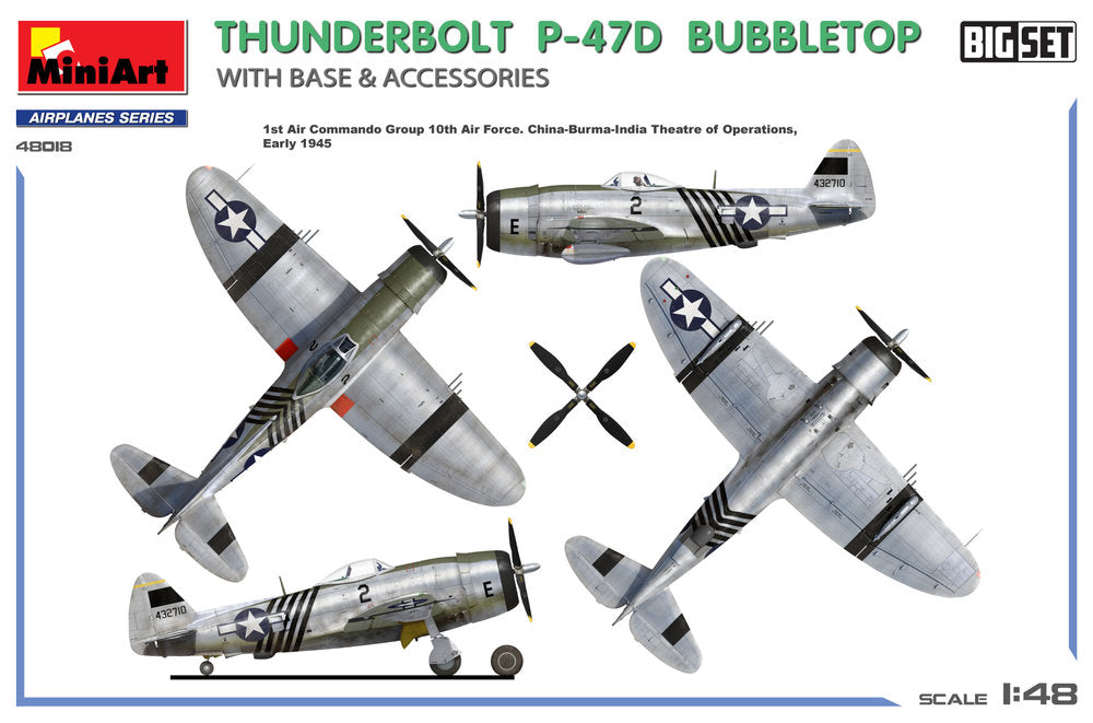 Thunderbolt P-47D Bubbletop w/Base & Accessories. Big Set