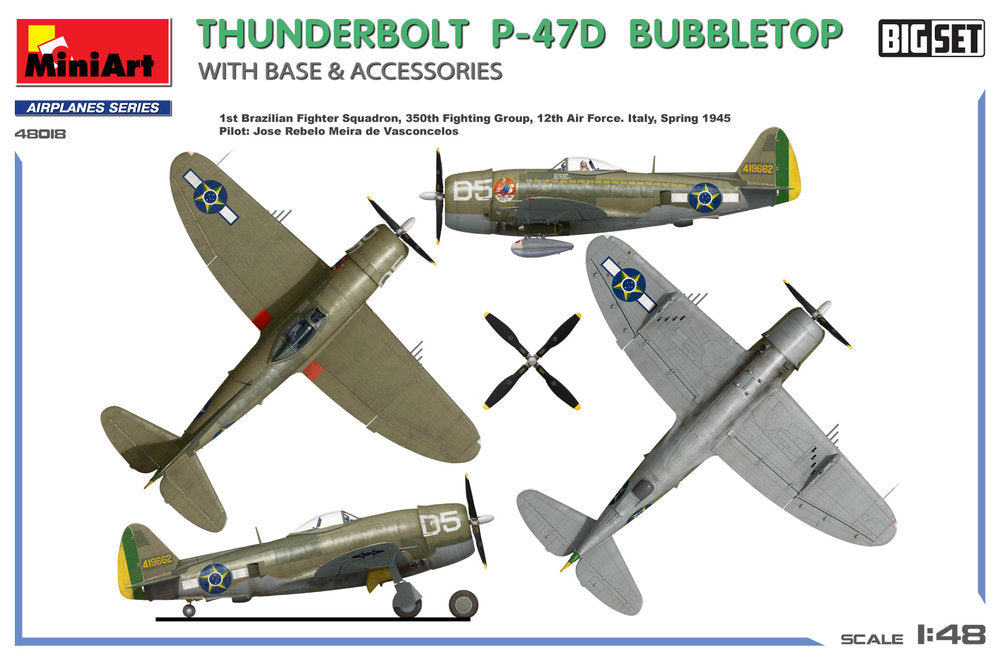 Thunderbolt P-47D Bubbletop w/Base & Accessories. Big Set