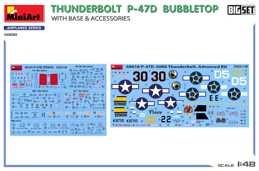Thunderbolt P-47D Bubbletop w/Base & Accessories. Big Set