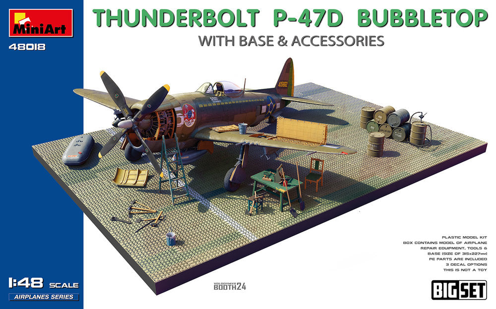 Thunderbolt P-47D Bubbletop w/Base & Accessories. Big Set