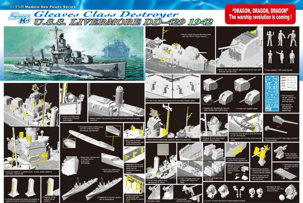 U.S.Navy Gleaves Class Destroyer U.S.S Livermore DD-429 1942