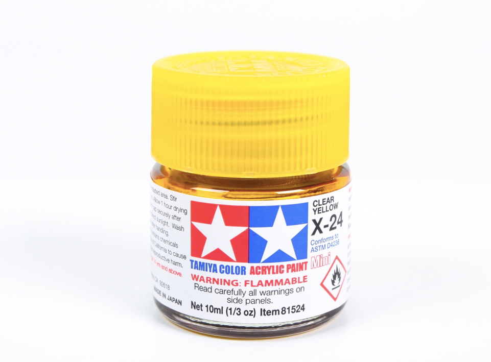 X-24 Clear Yellow. Tamiya Color Acrylic Paint (Gloss) – Colori lucidi
