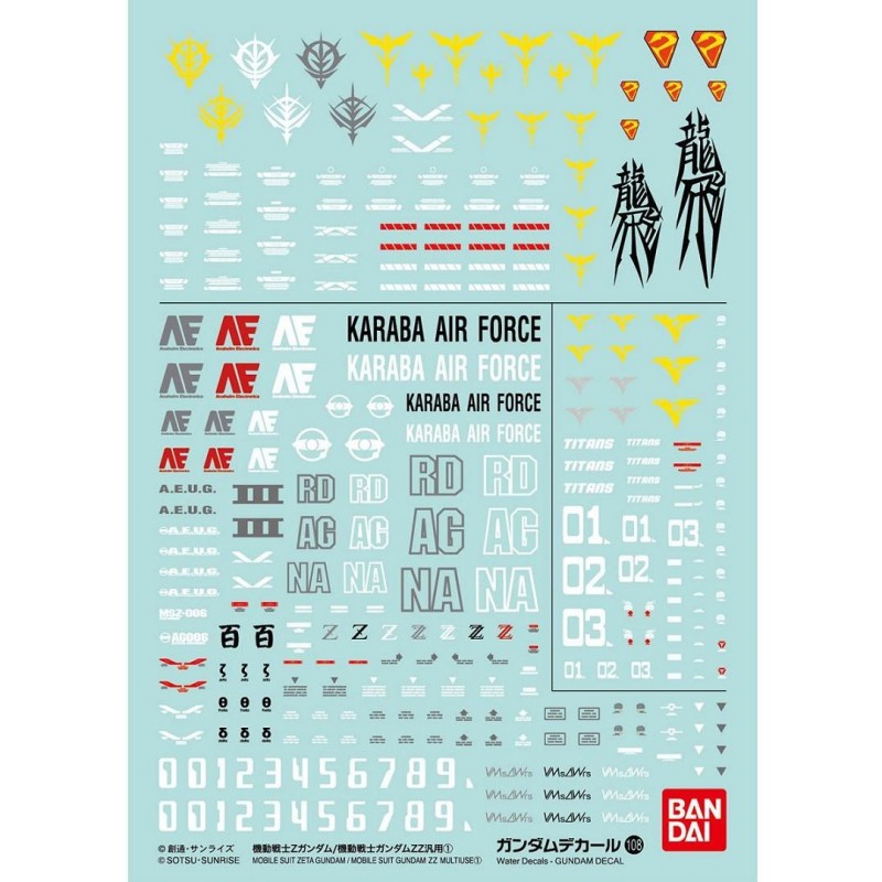 Gundam Decal 108 Gundam Z/ Gundam ZZ 1