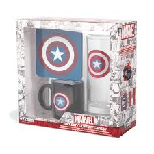 MARVEL - Pck Glass 29cl + Coaster + Mini Mug "Captain America"