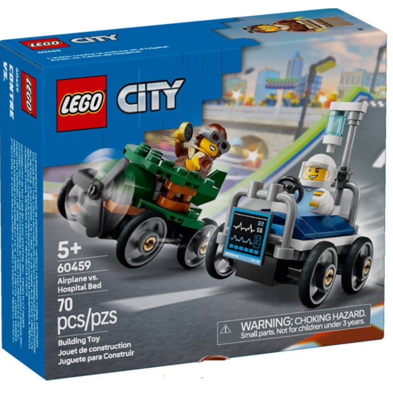 LEGO City 60459 Pack Veicoli da Corsa: Aereo contro Letto d’Ospedale