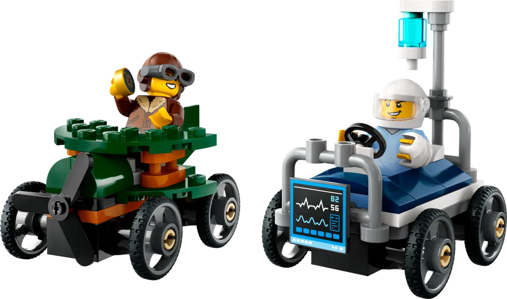 LEGO City 60459 Pack Veicoli da Corsa: Aereo contro Letto d’Ospedale