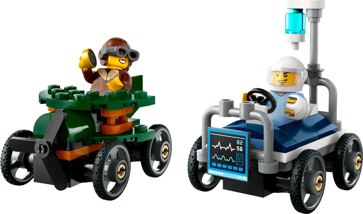 LEGO City 60459 Pack Veicoli da Corsa: Aereo contro Letto d’Ospedale