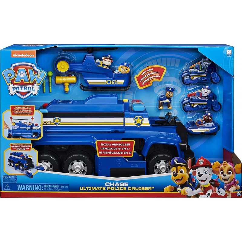 PAW Patrol Mega Camion della Polizia 5 in 1 di Chase con Luci ed Effetti Sonori