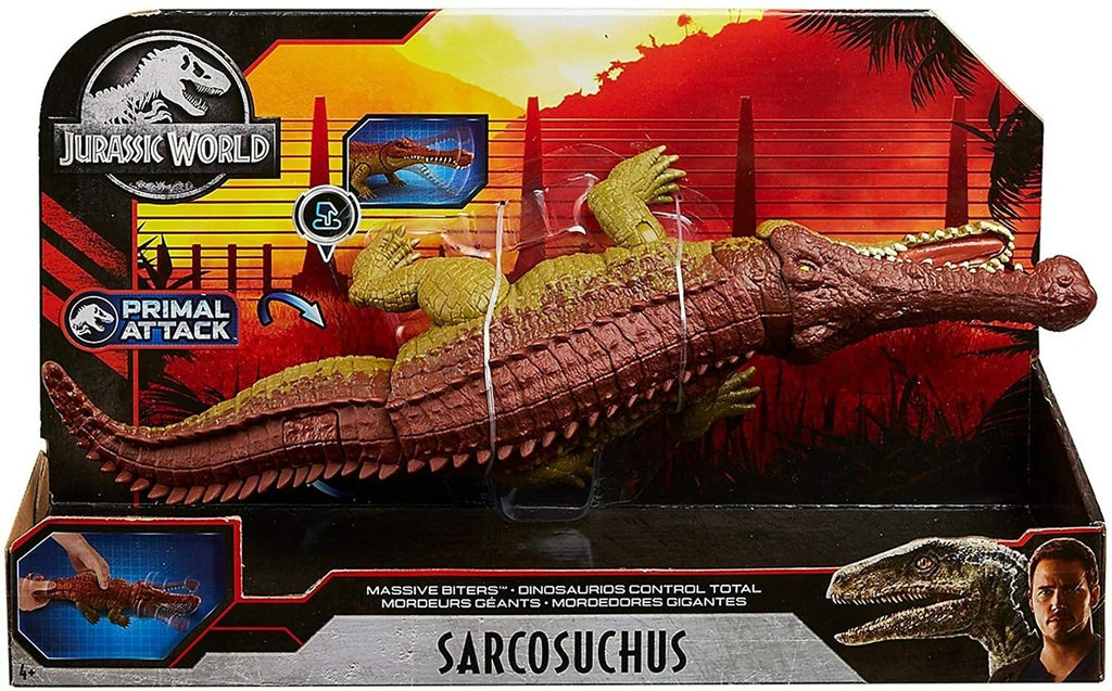 Jurassic World- Sarcosuchus Mega Morso, Dinosauro di Circa 40 cm