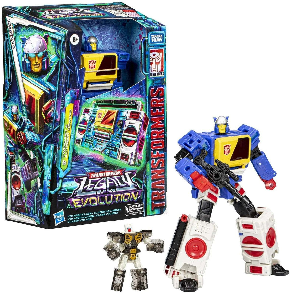 Transformers Generations Legacy Evolution Voyager Class action figure Twincast and Autobot Rewind