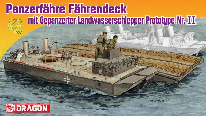 Panzerfähre Fährendeck mit Gepanzerter Landwasserschlepper Prototype Nr. II