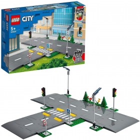 LEGO City Town Piattaforme Stradali, Playset con Lampioni, Semafori e Mattoncini Fosforescenti